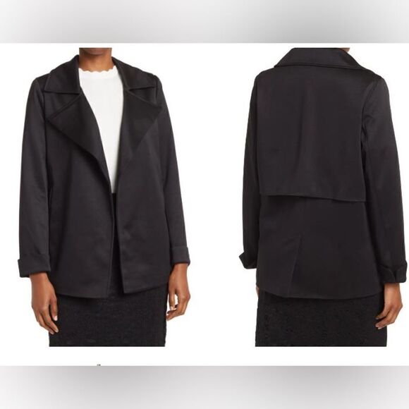 Adrianna Papell Black Trench Jacket with Back Yoke - Picture 1 of 12
